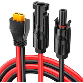 ELECTOP 10AWG Solar Connector to XT60 Adapter Connector Extension Cable, XT60 Plug Female Connector Solar Panel Connector Adapter Battery Charger Cable for Portable Power Station Solar Generator RV