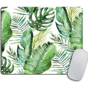 Green tropical palm & fern leaves Mouse Pad, Tropical Palm Leaves Mouse pad for office Banana Leaf Jungle Mousepad