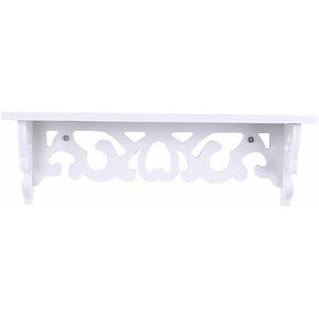 Yosoo White Wooden Chic Filigree Style Decorative Floating Wall Shelf, CutOut Design Shelves (Small)