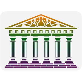 FINGERINSPIRE Greek Temple Stencil 11.7x8.3 inch Reusable Ancient Architecture Stencil Hollow Out 6 Stone Pillars Building Drawing Stencil DIY Craft Template for Painting on Fabric, Tiles, Canvas