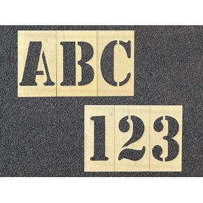 APS 4" Parking Lot Stencils Letters and Numbers | A-Z Alphabet Stencils & 0-9 Curb Stencil kit for Address Painting | Parking Lot Stencils for Painting | 36 Pieces | Made in USA w/Recycled Cardboard