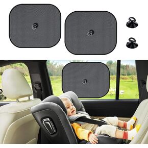 Kewucn 2 PCS Car Side Window Sun Shades with Suction Cup, 17.3"×14.2" Folding Privacy Protection Curtains and Sun UV Rays Blocker, Universal Auto Window Covers for Baby, Pets, Children (Back Seat)