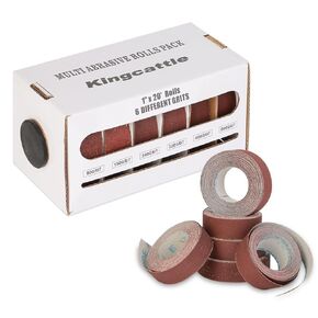 kingcattle|Emery Cloth Roll Set|Abrasive Sandpaper Rolls 80 to 600 Grits Alumina Sand Paper|6 Grits 1'' x 19.7' Sand Paper Roll with Dispenser|Perfect for Sanding On Paint, Wood and Metal