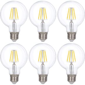 Simba Lighting LED Edison Vintage Vanity Globe Filament G25 (G80) 6W Dimmable 60W Equivalent (3 Pack) 120V Light Bulb for Bathroom Makeup Mirror, Medium E26 Base, CE, RoHS Compliant, Warm White 2700K