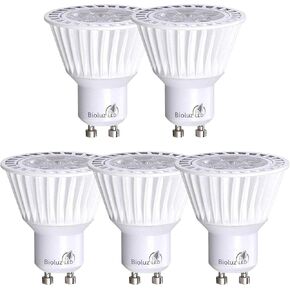 Bioluz LED 5 Pack LED Bulbs Commercial Grade GU10 LED Light Bulb Dimmable 3000K, 50W Halogen Replacement, LED Lights for Bedroom & Home Decor, 120V UL Listed Light Bulbs (Pack of 5)
