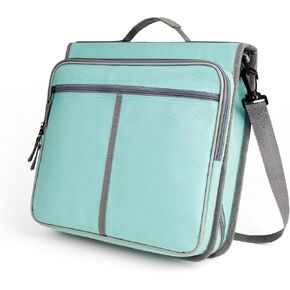 Zipper Binder with Shoulder Strap, 3-Ring Binders 2 Inch, 500 Sheet Capacity & Holds up to 14 Inch Tablet, Multi-Pockets for School and Office Binder Organizer, Mint Green