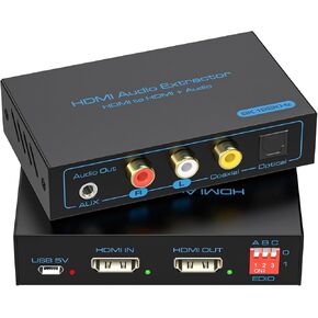 8K HDMI 2.1 Audio Extractor 4K@120Hz HDMI to Optical 3.5mm AUX Audio Adapter Splitter Converter Supports HDCP Dolby Digital DTS 5.1 PCM for PS4 PS5 Xbox