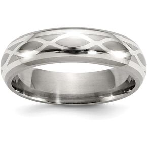 Jewels By Lux Solid Titanium & Sterling Silver Brushed & Polished Infinity Ring