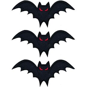 3 PCS Dark Animal Bat Embroidered Iron on Patch Vampire Horror Holiday Jacket Biker Vest Clothes Fabric Badge DIY