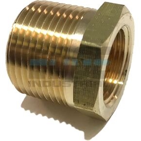 Brass REDUCING HEX Bushing 1" Male NPT X 3/4" Female NPT Fuel / AIR/ Water / Oil/ Gas WOG (Qty 01)