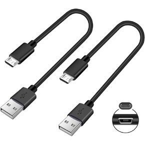 Short Micro USB Cable,2-Pack USB A Male to Micro B Android Phone Charger for Fire Stick,Roku TV Streaming Stick,Power Bank,Chromecast,PS4 Replacement,Fast Charging Cord Compatible with Kindle Tablet