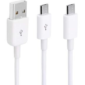 CERRXIAN 3Ft USB 2.0 Type A Male to 2 Micro USB Male Splitter Y Data Charge Connector Adapter Cable (White)