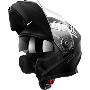 Westt DOT Full Face Motorcycle Helmets - Flip up Dual Visor, Open Face Modular Motorcycle Helmet, Dirt Bike ATV Helmets Adult Off-Road Motorcycle Motocross Helmets for Men Women (XL/White)