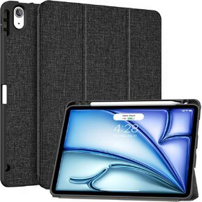 Soke for New iPad Air 11 Inch Case (M2) 2024, iPad Air 5th/4th Generation Case 10.9 Inch(2020-2022) with Pencil Holder, Soft TPU Back Cover & Auto Sleep/Wake, for iPad Air 11"/10.9", Book Black