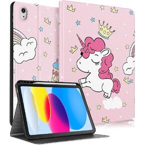 for Apple iPad 10th Generation Case 10.9 Inch Girls Cute Boys Kids Women Folio Smart Cover with Pencil Holder Cool Design Men Teens Unique Cases for iPad 10 Gen 2022 A2696 A2757