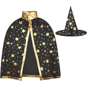 Kids Halloween Costumes Witch Cloak Witch Cape with Hat Children Cosplay Party Accessories for Boy Girl