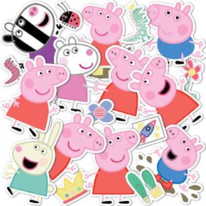 Desert Cactus Peppa Pig Sticker - 19 Peppa Stickers Premium Vinyl Decal Made in USA for Laptop Water Bottle Car Scrapbook Decorations Birthday Favor Party Supplies (2-30B)