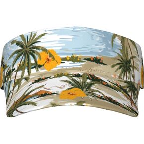 Hawaiian Summer Tropical Sport Sun Visor Hats Adjustable Empty Top Baseball Cap Outdoor Patriotic Ball Caps for Women and Men