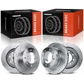 A-Premium Front and Rear Drilled and Slotted Disc Brake Rotors Compatible with Select Dodge Models - Ram 1500 2006-2008, Ram 2500/3500 2003-2008, 4-PC Set