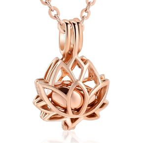 Cremation Jewelry Lotus Flower Urn Necklaces for Ashes Stainless Steel Keepsake Locket Pendants Memorial Urn Jewelry for Human Ashes Holder