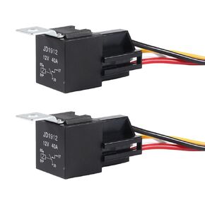 DIANN 2pcs Car Relay with Harness 12V 40A 4 Pin SPST Harness Sockets with Color-Labeled Wires for Automotive Truck Van Motorcycle Boat