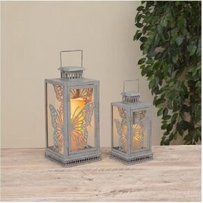 مجموعة من فوانيس الفراشة المعدنية والزجاجية من شركة جيرسون مقاس 14.1 بوصة ارتفاعًا in Kuwait