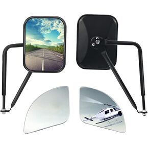 Doors Off Mirrors for Jeep Wrangler CJ YJ TJ JK JL & Unlimited, Door Hinge Side Mirrors with Blind Spot Mirror Wide Angle, Anti-Shake Easy Install Square Mirrors for Safe Doors Off Driving