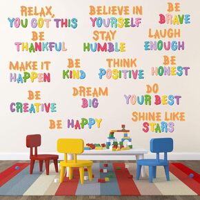 6 Pieces Colorful Inspirational Wall Decal Rainbow Positive Sayings Lettering Sticker Motivational Phrases Wall Decals Teacher Gifts for First Day of School Bedroom Classroom Kids Home Decoration