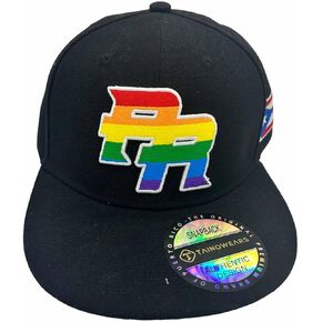PR 3D Embroidered Flatbill Snapback Cap with Puerto Rico Flag with Rainbow Inside