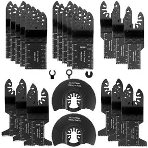 24 PCS Oscillating Saw Blades,6 Types Universal Metal Multitool Saw Blades - for Cut Wood Plastic Metal - Quick Release Saw Blades Accessories Fit Dewalt Ryobi Milwaukee Fein Multimaster