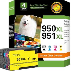950XL 951XL ink cartridge combo pack Replacement for HP 950 951 Ink Cartridge Combo Pack Work for OfficeJet Pro 8600 8610 8620 8100 8615 8630 8660 8640 276DW 251DW(4-Pack, Black Cyan Magenta Yellow)