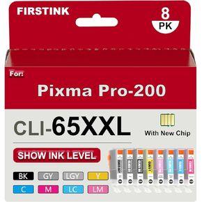 High Capacity CLI-65 Ink Cartridges CLI 65 Ink Set High Yield Replacement for Canon Pixma Pro 200 Ink Cartridge PRO-200 Printer(8 Pack)