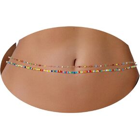 ELABEST Bead Belly Chain Colorful Body Chain Layered Waist Beads for Women