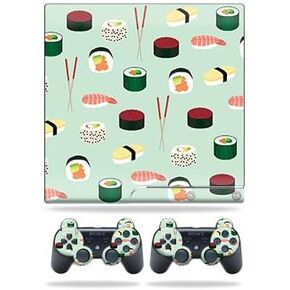 Skin Compatible with Sony Playstation 3 PS3 Slim + 2 Controllers – Sushi | MightySkins Protective, Durable, and Unique Vinyl wrap Cover | Easy to Apply, Remove, and Change Styles | Made in The USA