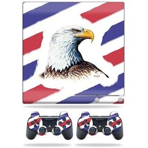 Skin Compatible with Sony Playstation 3 PS3 Slim + 2 Controllers – Eagle Head | MightySkins Protective, Durable, and Unique Vinyl wrap Cover | Easy to Apply, Remove | Made in The USA