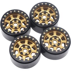 DJX 4PCS 1.9'' Aluminum Beadlock Wheel Rims for 1/10 Rc Crawler Axial Scx10 II D90 CC01 D110 (Bronze+Black)