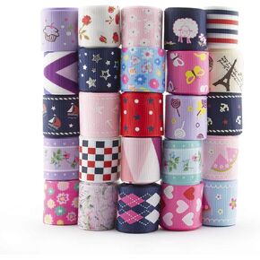 Summer-Ray 25 Yards 1 Inch Printed Grosgrain Ribbon 25 Designs Value Pack