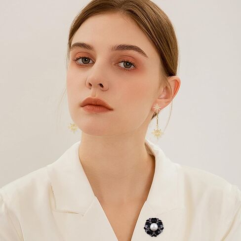 Women's Camellia Flower Pearl Enamel Brooch Pins Fashion Elegant pearl brooches for women Girls Ladies Bridal Wedding Corsage Jewelry Gifts in Kuwait