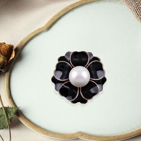 Women's Camellia Flower Pearl Enamel Brooch Pins Fashion Elegant pearl brooches for women Girls Ladies Bridal Wedding Corsage Jewelry Gifts in Kuwait