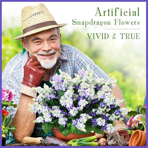 Crowye 12 Bundle Artificial Fake Snapdragon Flowers Silk Plastic Plant Arrangement for Home Indoor Outdoor Garden Wedding Table Vase Decorations for Garden Decoration, 15.4 Inch(Lilac) in Saudi Arabia
