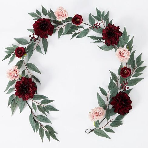 6FT Artificial Flowers Spring Garland, Wedding Table Garland, Centerpieces for Wedding Table Decor, Wedding Ceremony Backdrop Arch Flowers Table Centerpieces Decor, Rose Flower Vines(Champagne) in Saudi Arabia