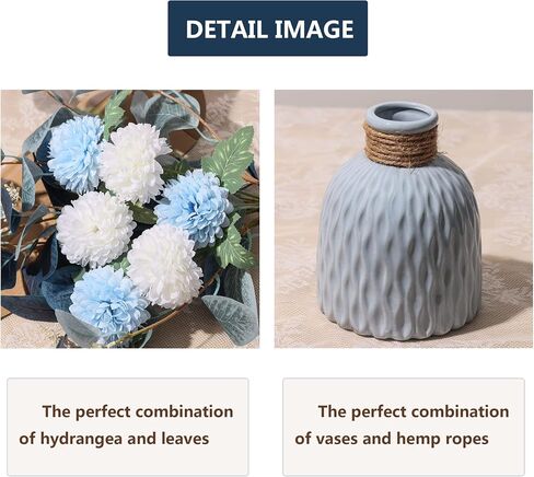 Artificial Flowers with vases, Fake Hydrangea with Eucalyptus Bouquet Combination, Living Room Family Banquet Party Wedding Decoration… in Saudi Arabia