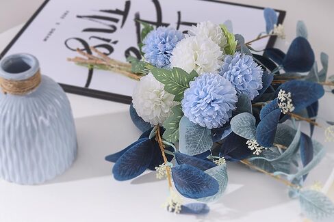Artificial Flowers with vases, Fake Hydrangea with Eucalyptus Bouquet Combination, Living Room Family Banquet Party Wedding Decoration… in Saudi Arabia
