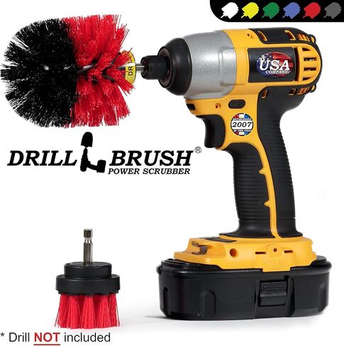 جهاز تنظيف دوار كهربائي من الدرجة الصناعية لمجموعة المثقاب: فرشاة نايلون شديدة الصلابة للشواء والشواية والمدخن والشواية والخرسانة والجرافيتي وبقع الزيت - لوازم تنظيف الصدأ للفولاذ المقاوم للصدأ والمعادن in Kuwait