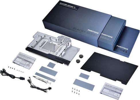 Phanteks (PH-GB3090TIGB_BK01_BP) Glacier G3090Ti GIGABYTE لـ GIGABYTE AORUS Xtreme/Gaming RTX 3090 Ti، كتلة نحاسية مطلية بالنيكل، أكريليك، لوحة غطاء من الألومنيوم، رقمي RGB، أسود in Kuwait