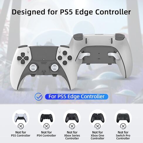 Mcbazel 14 في 1 استبدال عصا التحكم المعدنية لوحدة تحكم PS5 Edge، 4 أزرار تشغيل المجاذيف الخلفية + 6 أغطية عصا التحكم المعدنية + 4 حلقات تعديل عصا التحكم، مجموعة ملحقات لجهاز PS5 - فضي in Saudi Arabia