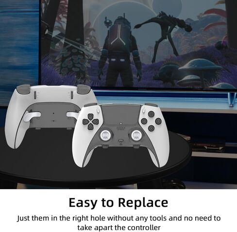 Mcbazel 14 في 1 استبدال عصا التحكم المعدنية لوحدة تحكم PS5 Edge، 4 أزرار تشغيل المجاذيف الخلفية + 6 أغطية عصا التحكم المعدنية + 4 حلقات تعديل عصا التحكم، مجموعة ملحقات لجهاز PS5 - فضي in Saudi Arabia