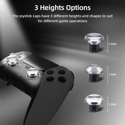 Mcbazel 14 في 1 استبدال عصا التحكم المعدنية لوحدة تحكم PS5 Edge، 4 أزرار تشغيل المجاذيف الخلفية + 6 أغطية عصا التحكم المعدنية + 4 حلقات تعديل عصا التحكم، مجموعة ملحقات لجهاز PS5 - فضي in Saudi Arabia