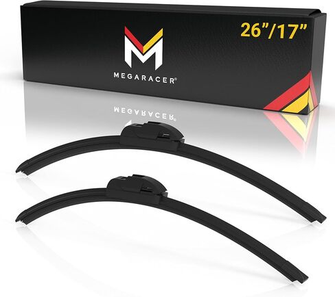 شفرة ممسحة ميجا ريسر 26 بوصة + 17 بوصة، شفرات ممسحة الزجاج الأمامي البديلة للسيارات لسيارتي، مساحات الزجاج الأمامي لجانب السائق والراكب، جودة OEM لجميع المواسم، شفرات ممسحة السيارة المثبتة يدويًا 2 حزمة in Kuwait