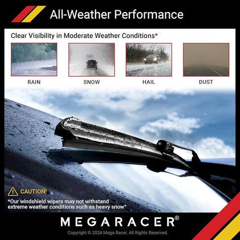 شفرة ممسحة ميجا ريسر 26 بوصة + 17 بوصة، شفرات ممسحة الزجاج الأمامي البديلة للسيارات لسيارتي، مساحات الزجاج الأمامي لجانب السائق والراكب، جودة OEM لجميع المواسم، شفرات ممسحة السيارة المثبتة يدويًا 2 حزمة in Kuwait
